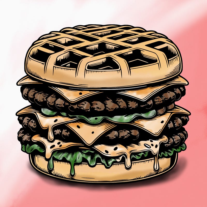 realistic waffle burger