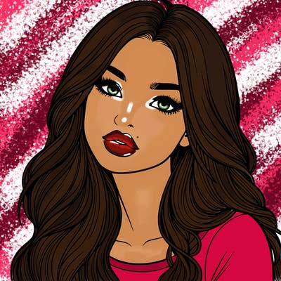 realistic girl with hair on her hair and lips
