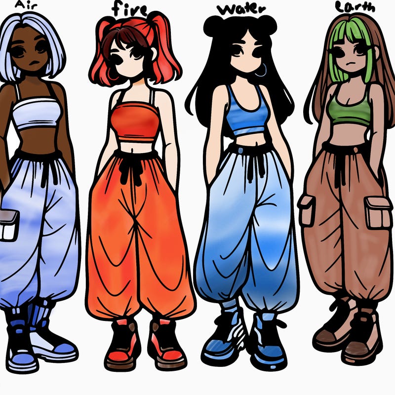 girls with crop top with baggy pants