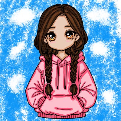 a realistic girl with a oversized hoodie and she has braids