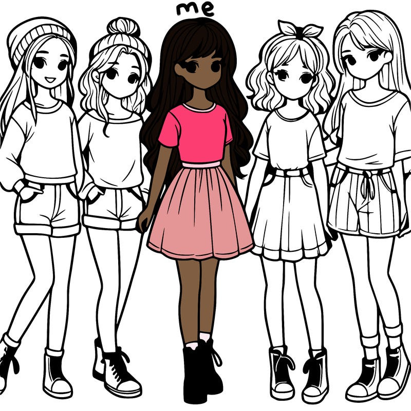 a group of five girls