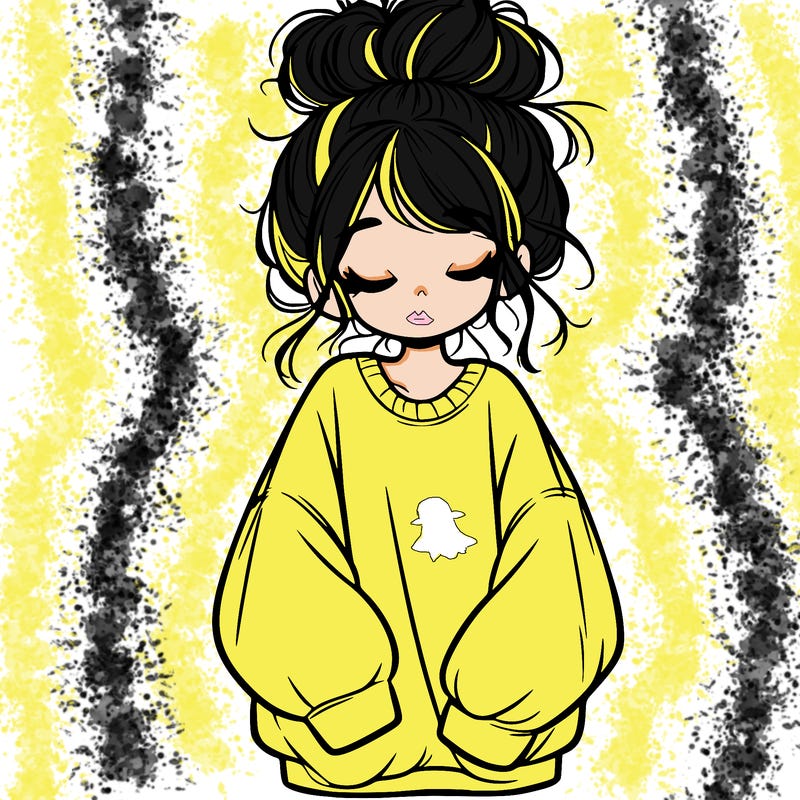 girl with baggy sweatshirt and messy bun