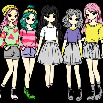 a group of five girls