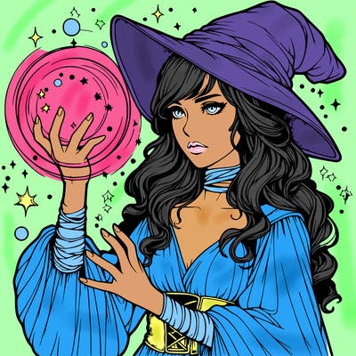 realistic women sorcerer using magic