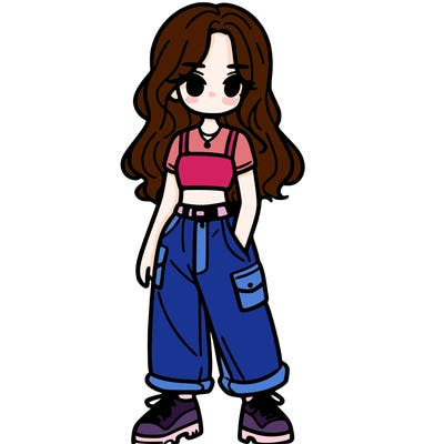 girl in crop top and baggy pants