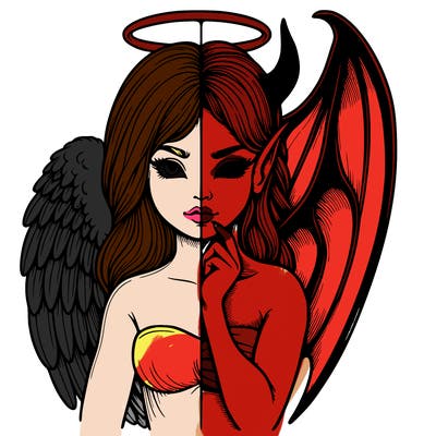 realistic angel half demon