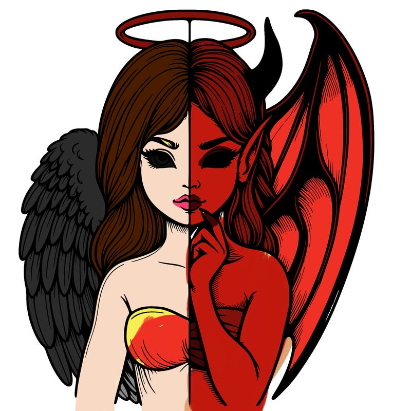 realistic angel half demon