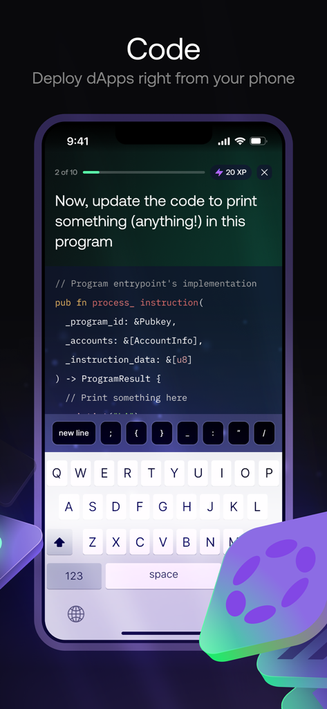 EasyAアプリのインターフェース。スマートフォンから直接ブロックチェーンdAppを記述およびデプロイするためのものです。