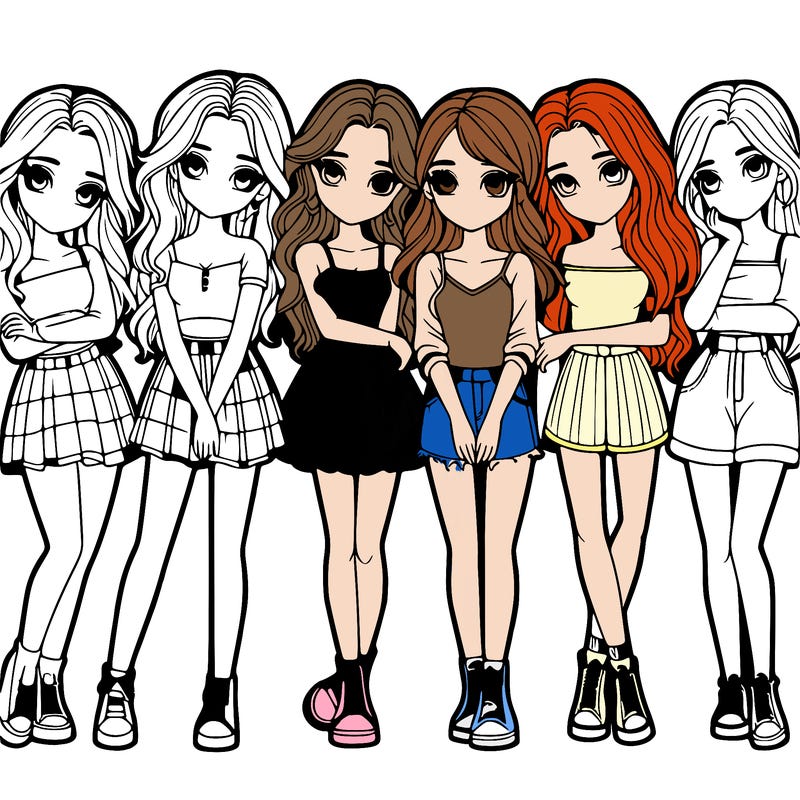 a group of girls realistic