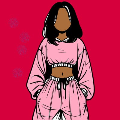 realistic girl faceless with baggy pants and a crop top