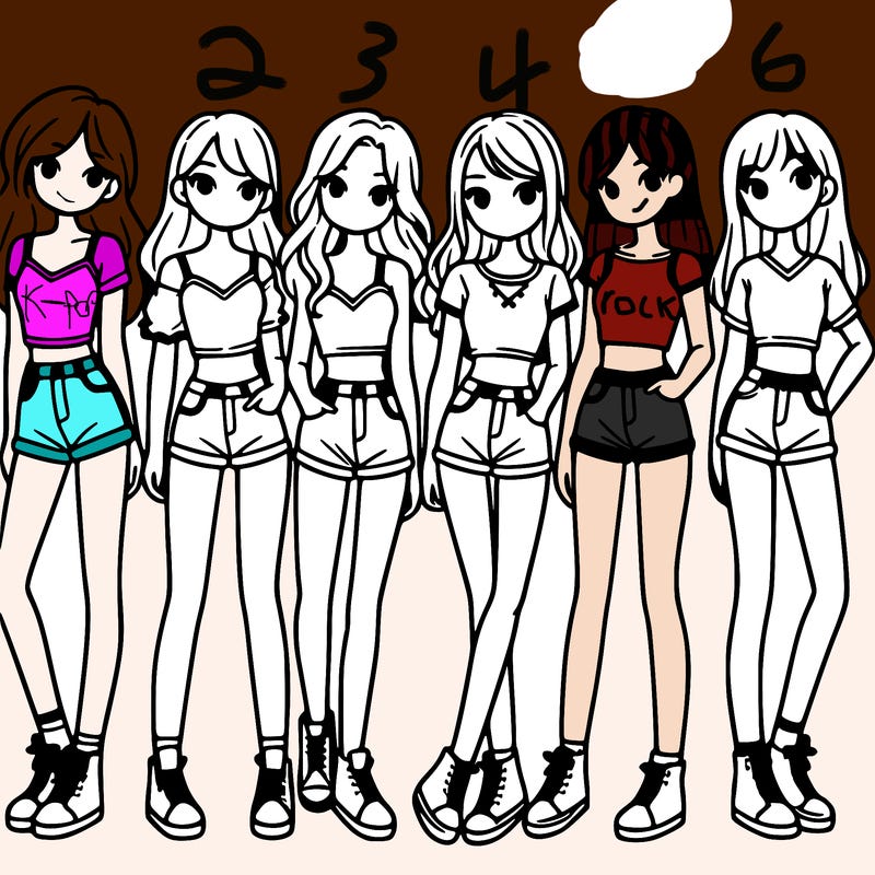 a group of girls wearing crop tops and shorts
