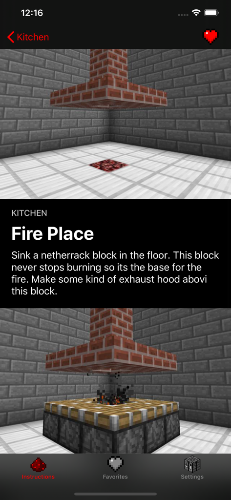 iFurniture Minecraft Designs - Tutorial paso a paso para la construcción de una chimenea de Minecraft en la aplicación iFurniture