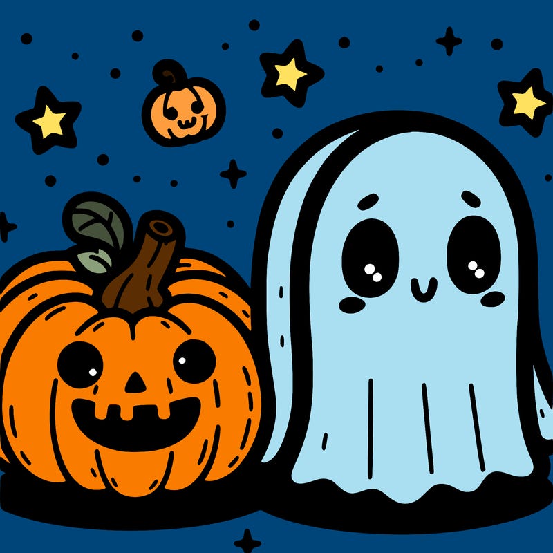 cute pumpkin and ghost