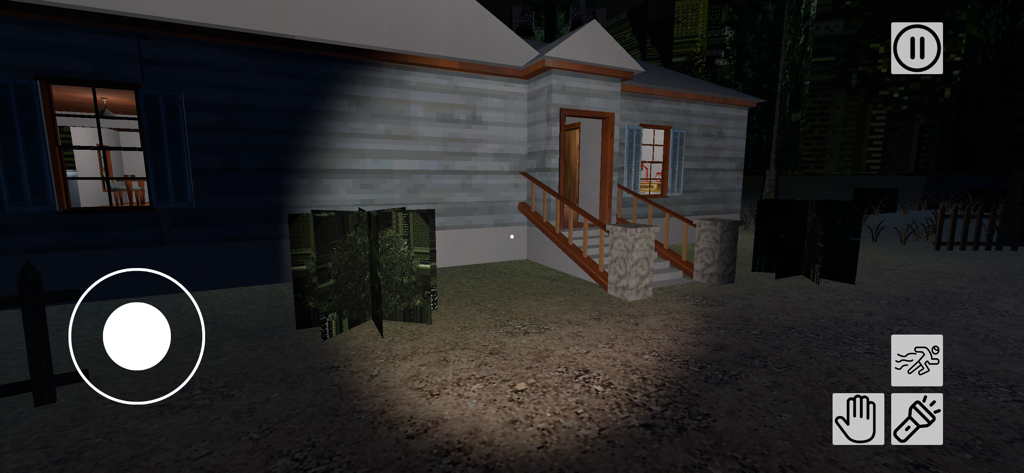 Haunted House: Escape Room - Vue extérieure d'une maison abandonnée et effrayante la nuit dans le jeu Maison Hantée : Escape Game.