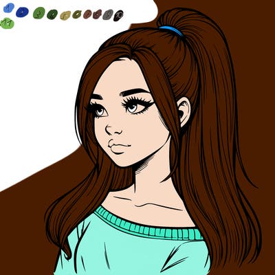 realistic girl with a high ponytail