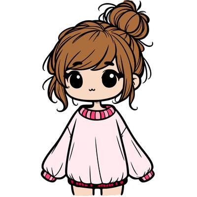 cute girl with baggy sweater and messy bun