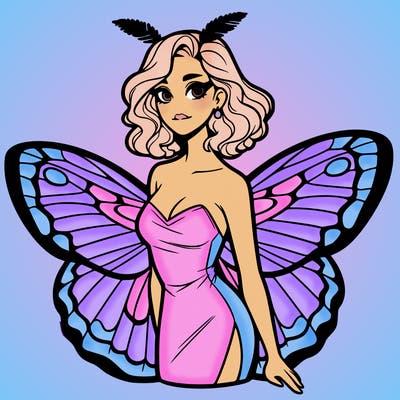 woman with moth wings