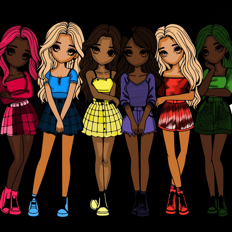 a group of girls realistic