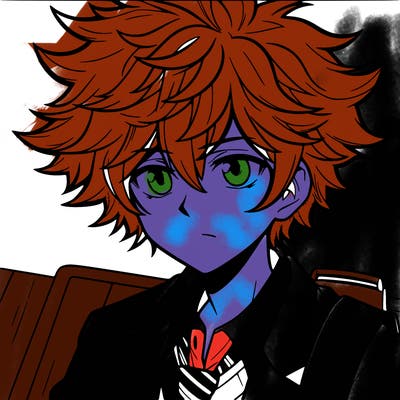 manga character boy with large hair