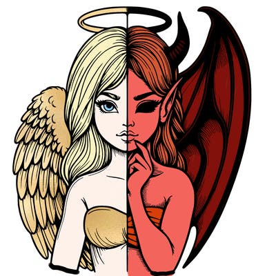 realistic angel half demon