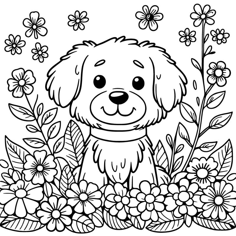 dog with flowers