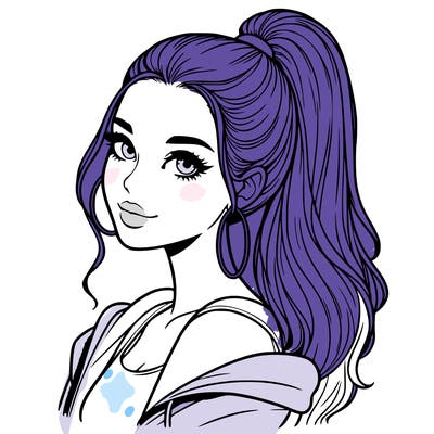 realistic girl with a high ponytail