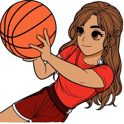 realistic girl playing basketball