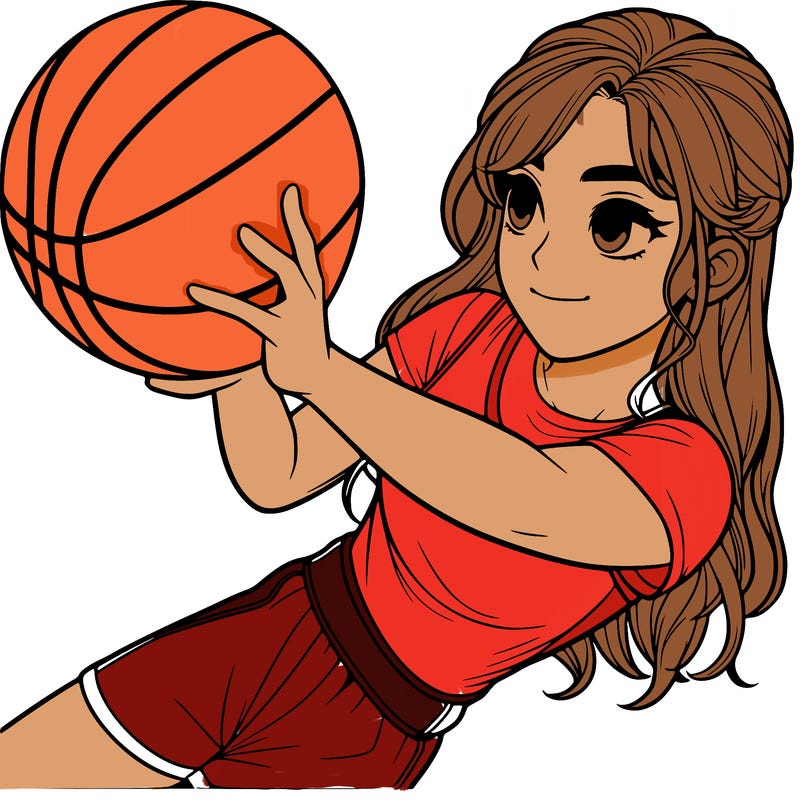 realistic girl playing basketball