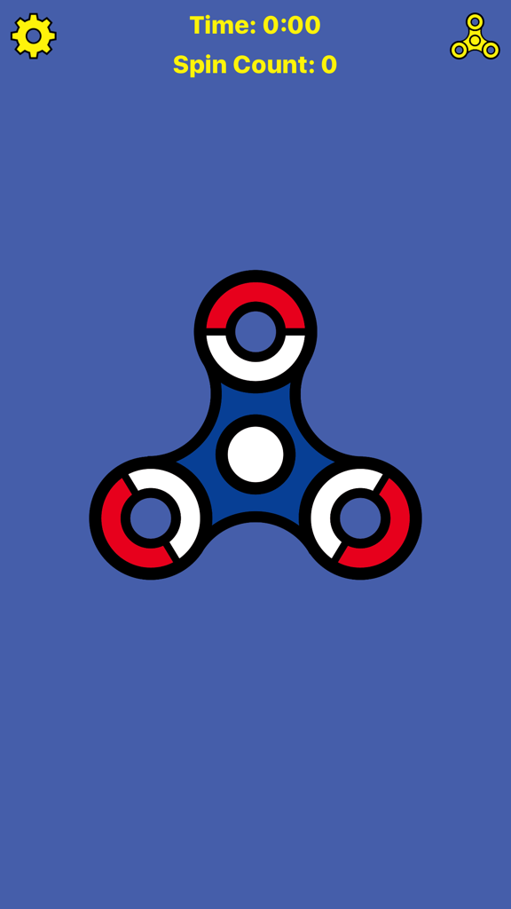 Super Spinner - Fidget Spinner Simulator - Ein rot-weiß-blauer Fidget Spinner auf blauem Hintergrund in der Super Spinner App
