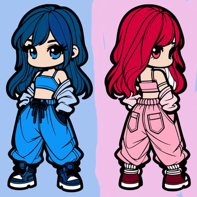 girl in crop top and baggy pants