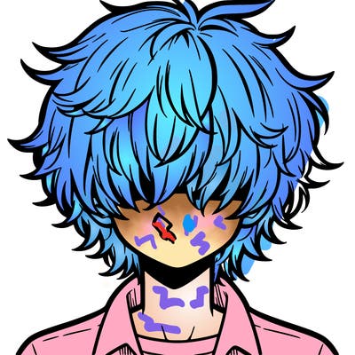 manga boy fluffy hair covering his eyes