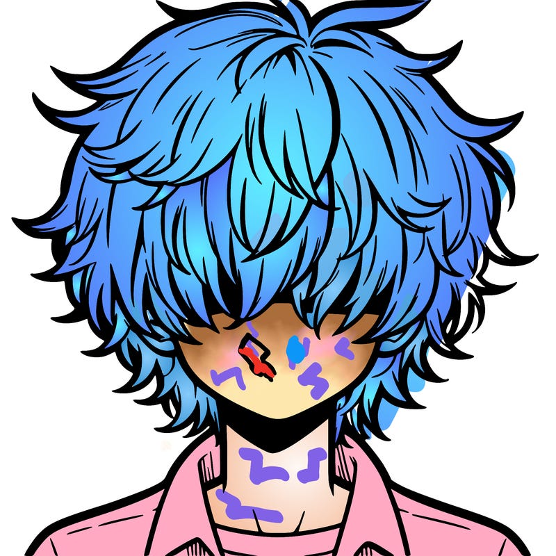 manga boy fluffy hair covering his eyes