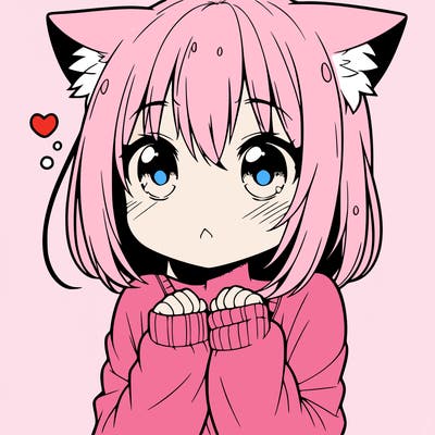 shy anime catgirl