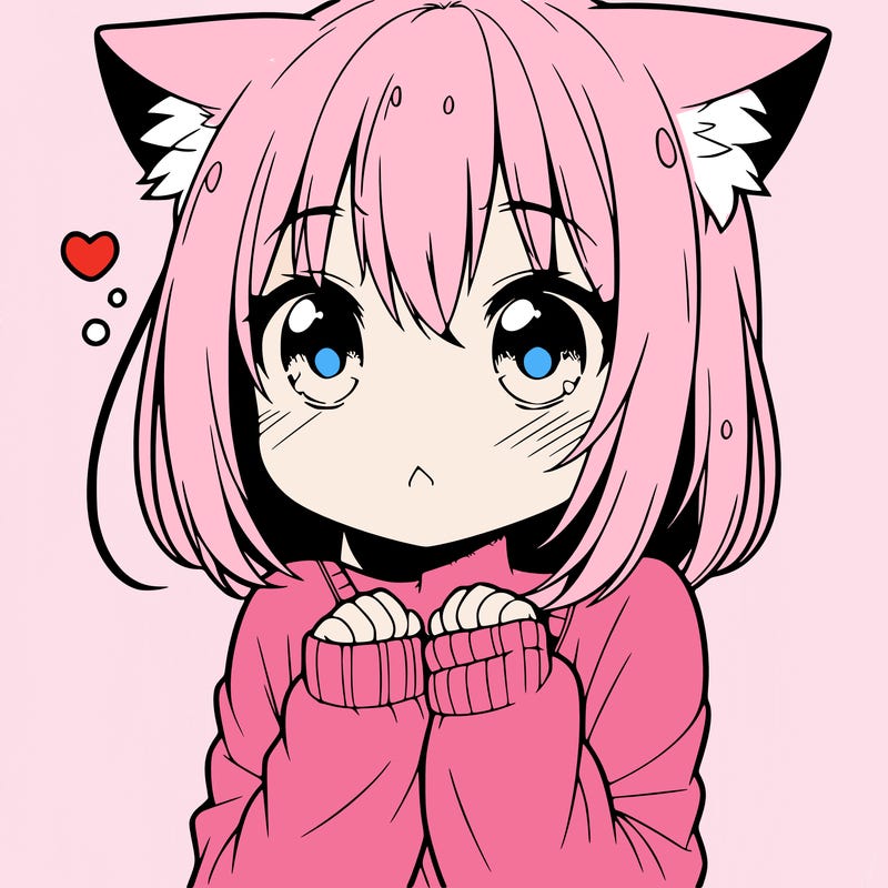shy anime catgirl