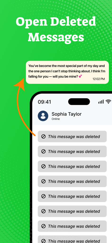 WAMR : Recover Deleted Message - Captura de pantalla de la interfaz de la aplicación WAMR mostrando un mensaje recuperado de una conversación de chat eliminada