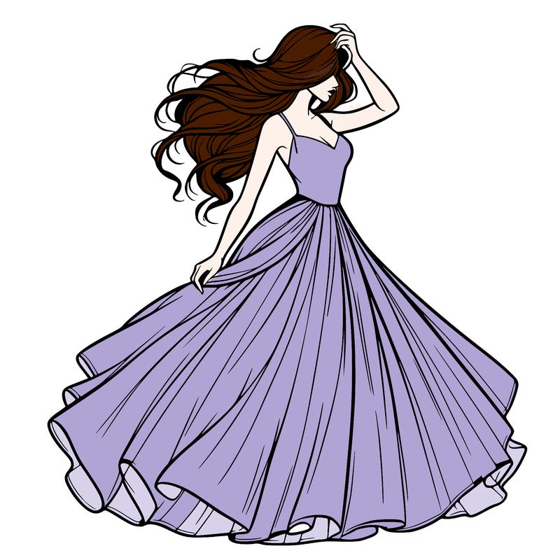 realistic woman with dress flowing in the wind