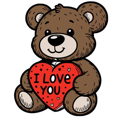 teddy bear holding an i love you heart