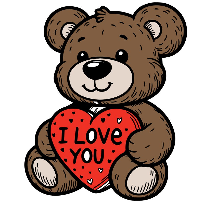 teddy bear holding an i love you heart