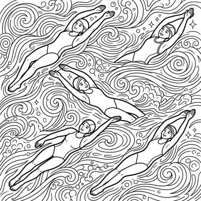 Immerse yourself in the world of competitive swimming with this exciting backstroke swimmers coloring page. Featuring multiple athletes gliding through water, it's perfect for sports enthusiasts and aspiring artists alike.