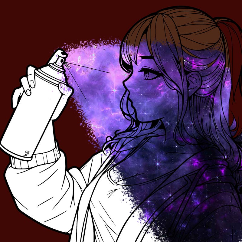 a realistic girl spray, painting