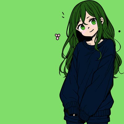manga teen girl  in a sweater and baggy pants