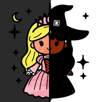 split princess and witch