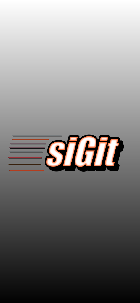siGit - siGit app logo with orange and white text and speed lines on a dark gradient background