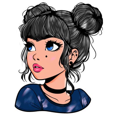 realistic girl with spacebuns