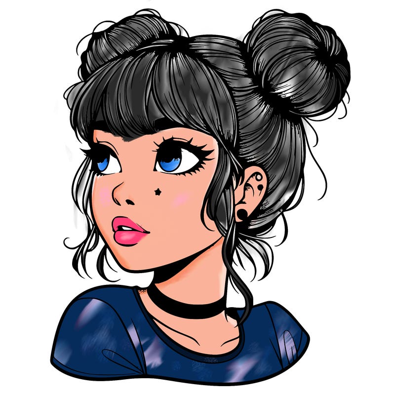 realistic girl with spacebuns