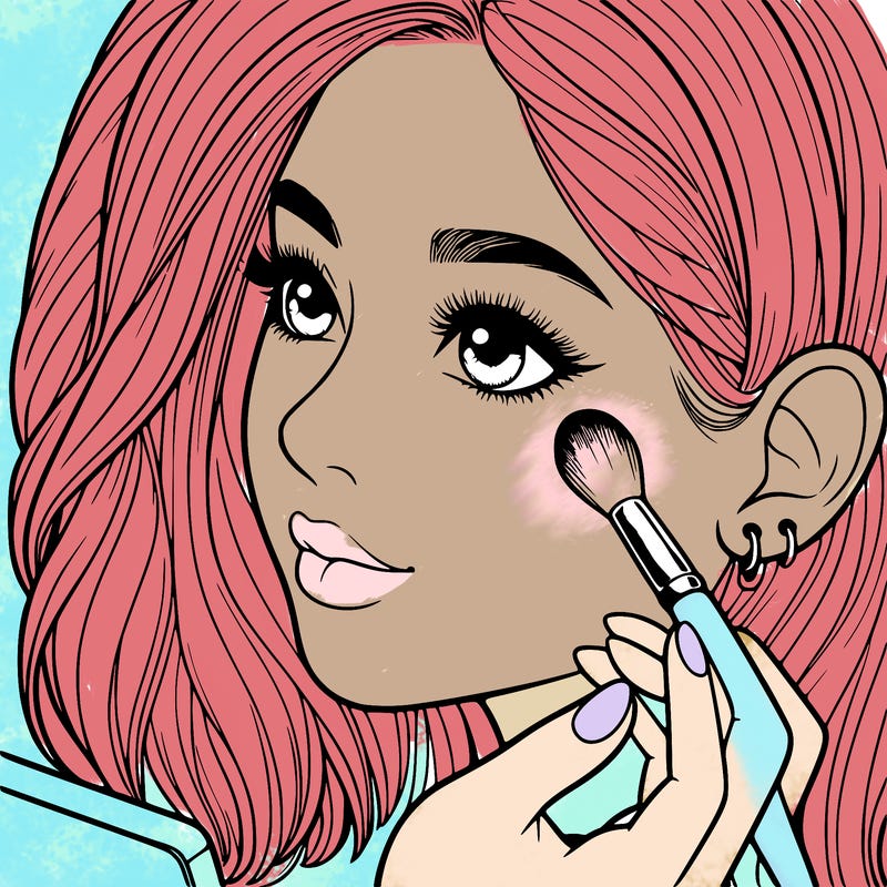 a realistic girl doing her makeup