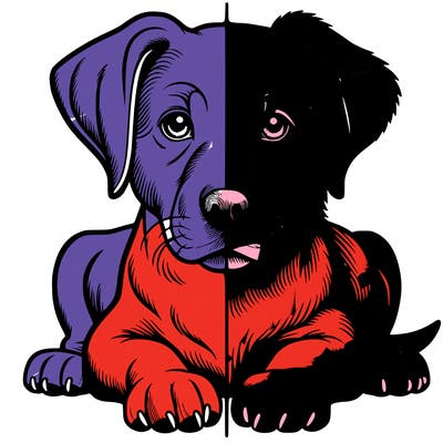 realistic dog split picture