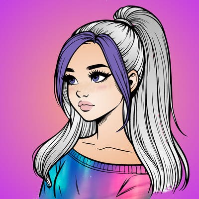 realistic girl with a high ponytail