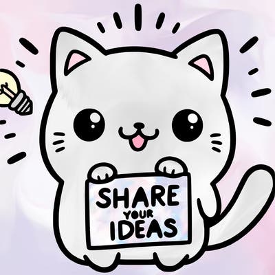 a cute cat saying share your ideas