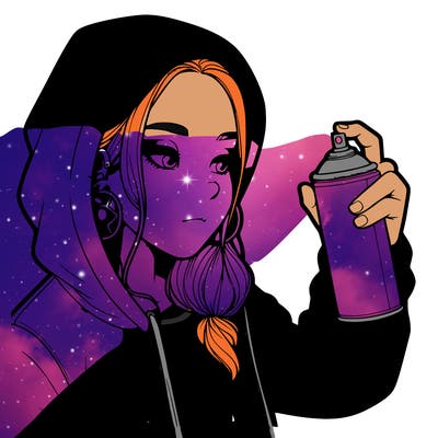 a realistic girl, spray painting